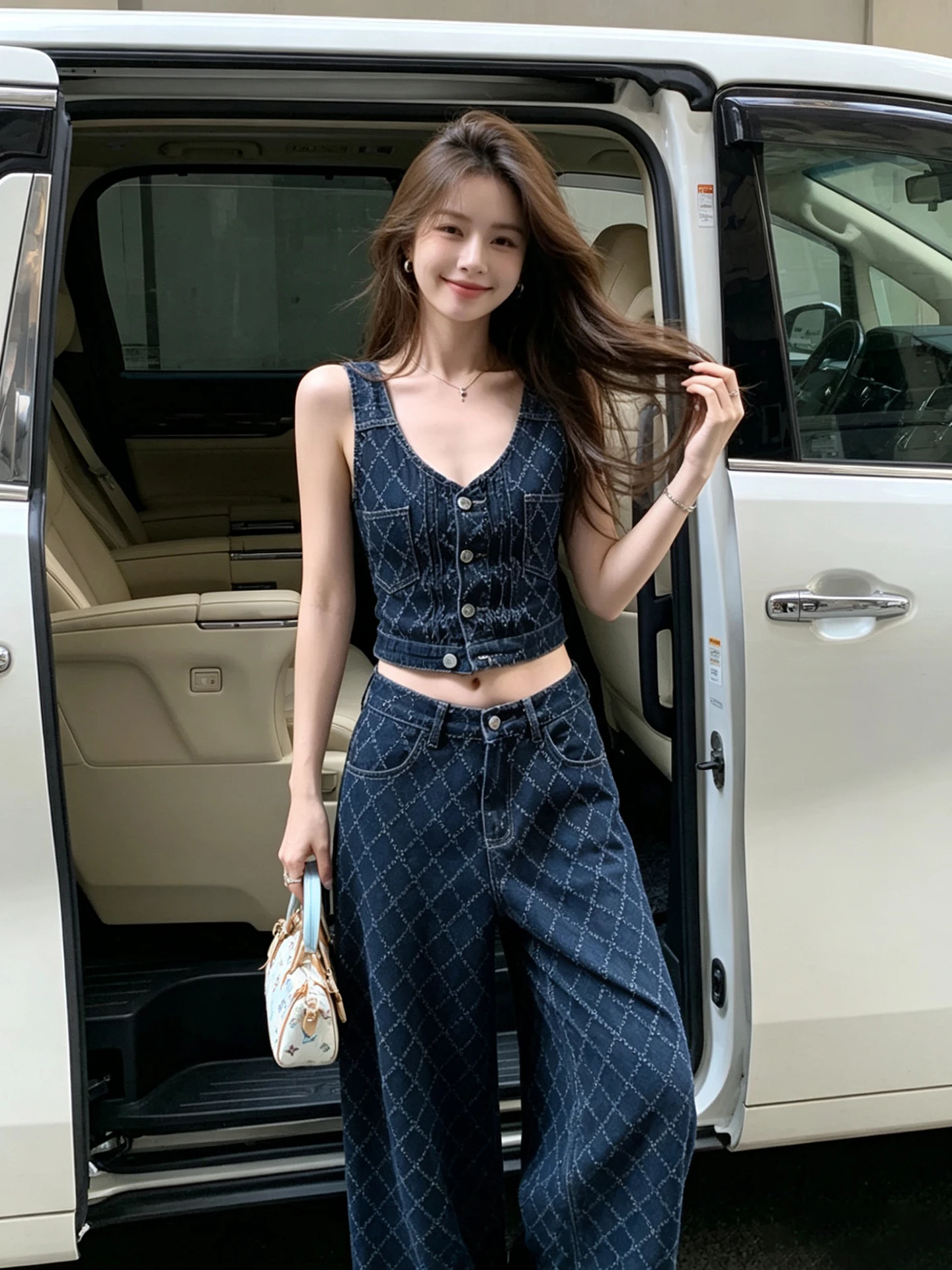 American Style Spicy Girl Denim Set Women's High Waist Straight Leg Pants V Neck Hook Embroidery Casual Fashion Top Bottom
American Style Spicy Girl Denim Set Women's High Waist Straight Leg Pants V Neck Hook Embroidery Casual Fashion Top Bottom