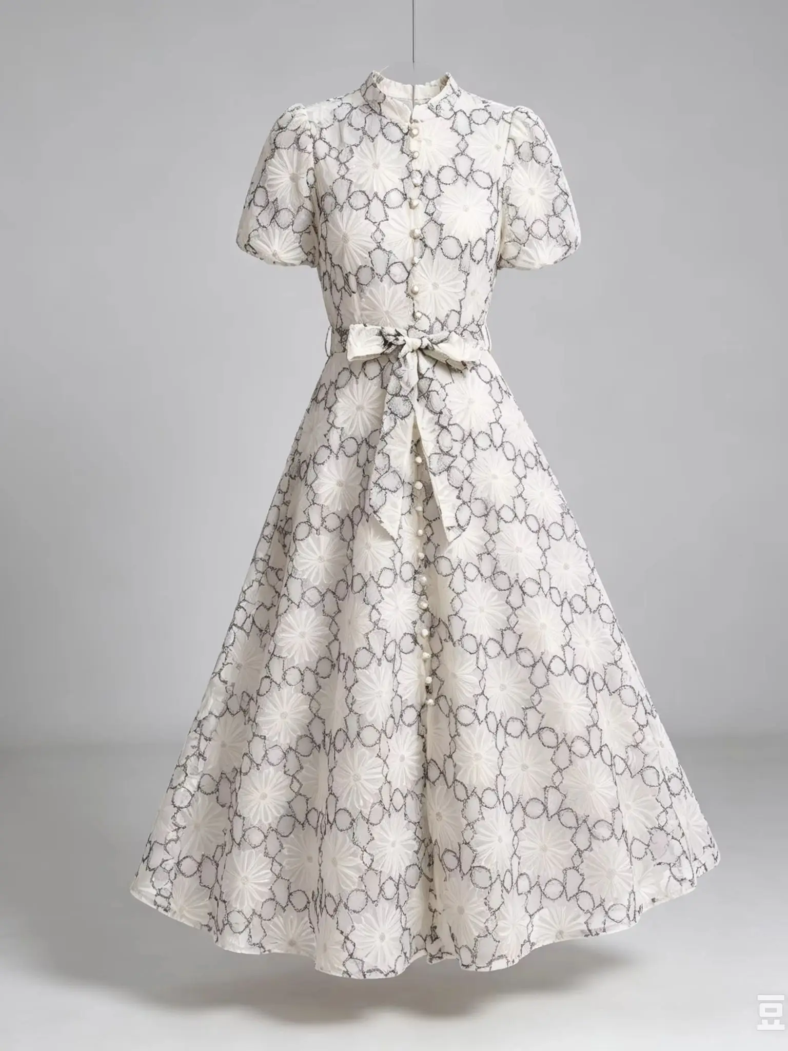 Women Elegant Floral Embroidered Midi Dress Pearl Button Front Puff Sleeve Tie Waist A Line Overlay Party Wedding Guest Formal G
Women Elegant Floral Embroidered Midi Dress Pearl Button Front Puff Sleeve Tie Waist A Line Overlay Party Wedding Guest Formal G