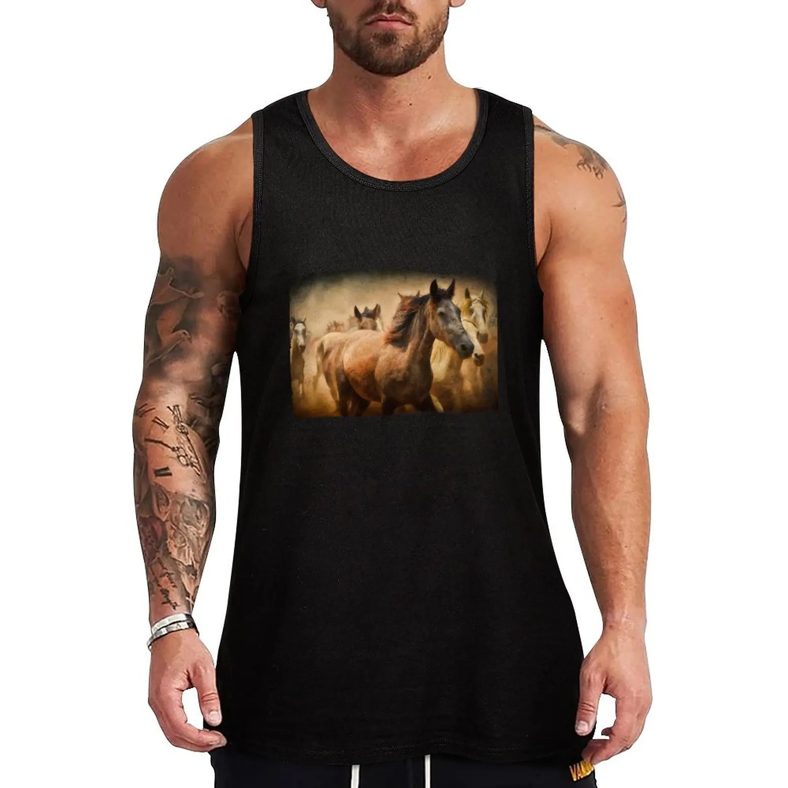 Galloping horses. Portrait. Colorful painting. Tank Top Casual Graphic Tank Top Print Design Sleeveless Top
Galloping horses. Portrait. Colorful painting. Tank Top Casual Graphic Tank Top Print Design Sleeveless Top