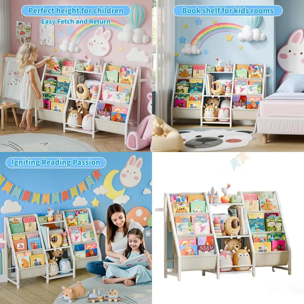 Children's 2-Sided Bookcase with 3-Tier Toy Storage, White Kids' Bookshelf for Bedroom, Playroom, and Nursery
Children's 2-Sided Bookcase with 3-Tier Toy Storage, White Kids' Bookshelf for Bedroom, Playroom, and Nursery