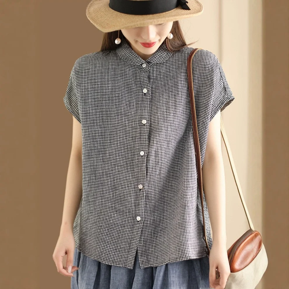 Summer 2026 Cotton Linen Loose Short Sleeve Shirt Women's Artistic Style Outerwear Slimming Top Large Size Lazy Fashion
Summer 2026 Cotton Linen Loose Short Sleeve Shirt Women's Artistic Style Outerwear Slimming Top Large Size Lazy Fashion