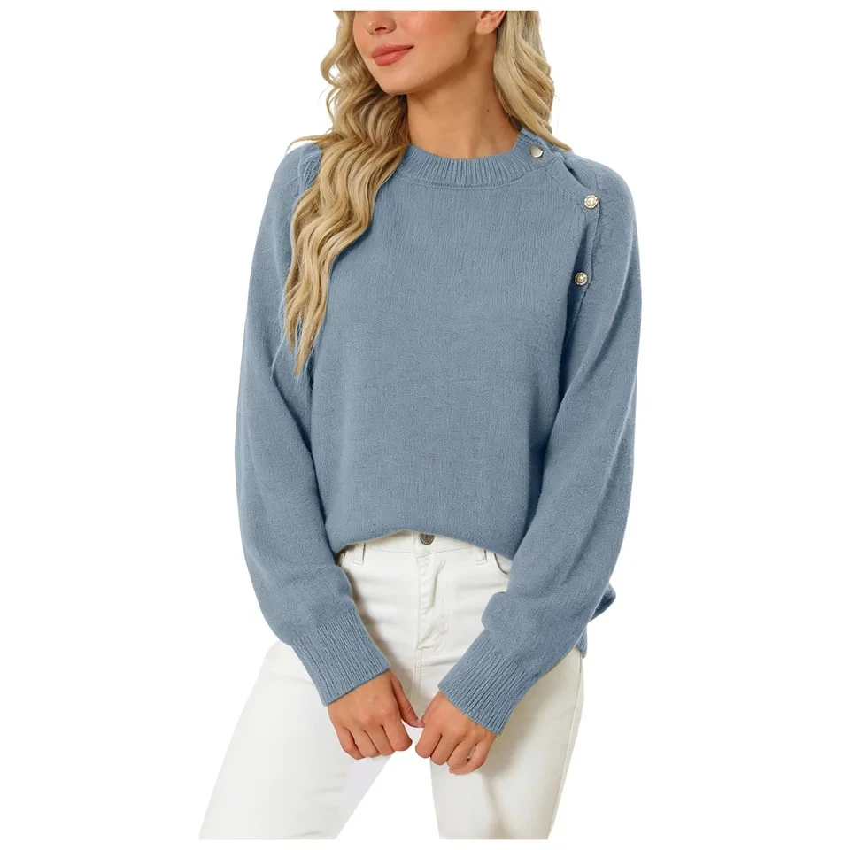 Spring New Knitted Women Sweater Long Sleeve Pullovers Solid Color Casual Sweaters O Neck Button Jumpers Soft Warm Knitwears
Spring New Knitted Women Sweater Long Sleeve Pullovers Solid Color Casual Sweaters O Neck Button Jumpers Soft Warm Knitwears