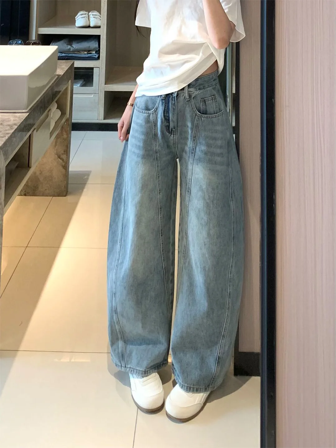 Slimming Blue Denim Jeans High Waist Wide Leg Pants Summer New Style American LazyBF Style Thinming Women's Jeans
Slimming Blue Denim Jeans High Waist Wide Leg Pants Summer New Style American LazyBF Style Thinming Women's Jeans