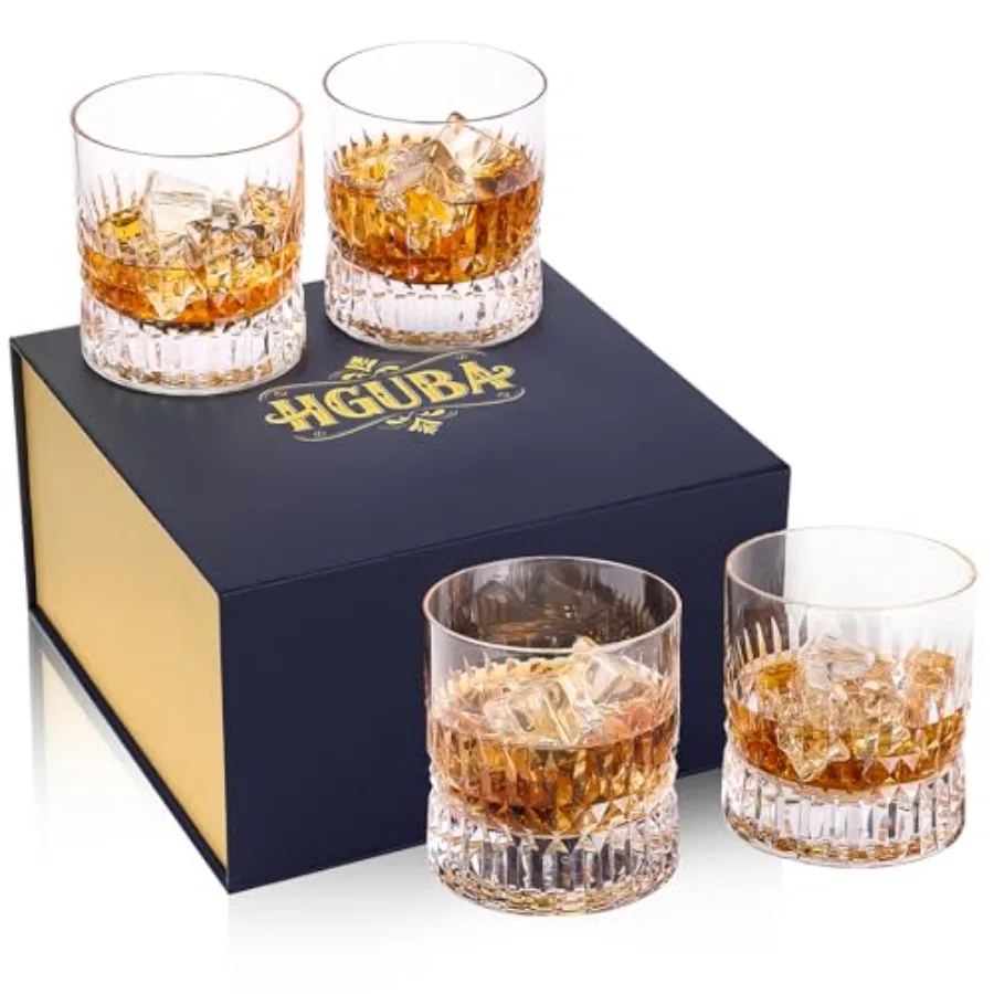 Hand Cut Crystal Whiskey Glasses Set of Lead-Free Old Fashioned Glass with Heavy Base 11oz Elegant Barware for Scotch Bourbon B
Hand Cut Crystal Whiskey Glasses Set of Lead-Free Old Fashioned Glass with Heavy Base 11oz Elegant Barware for Scotch Bourbon B