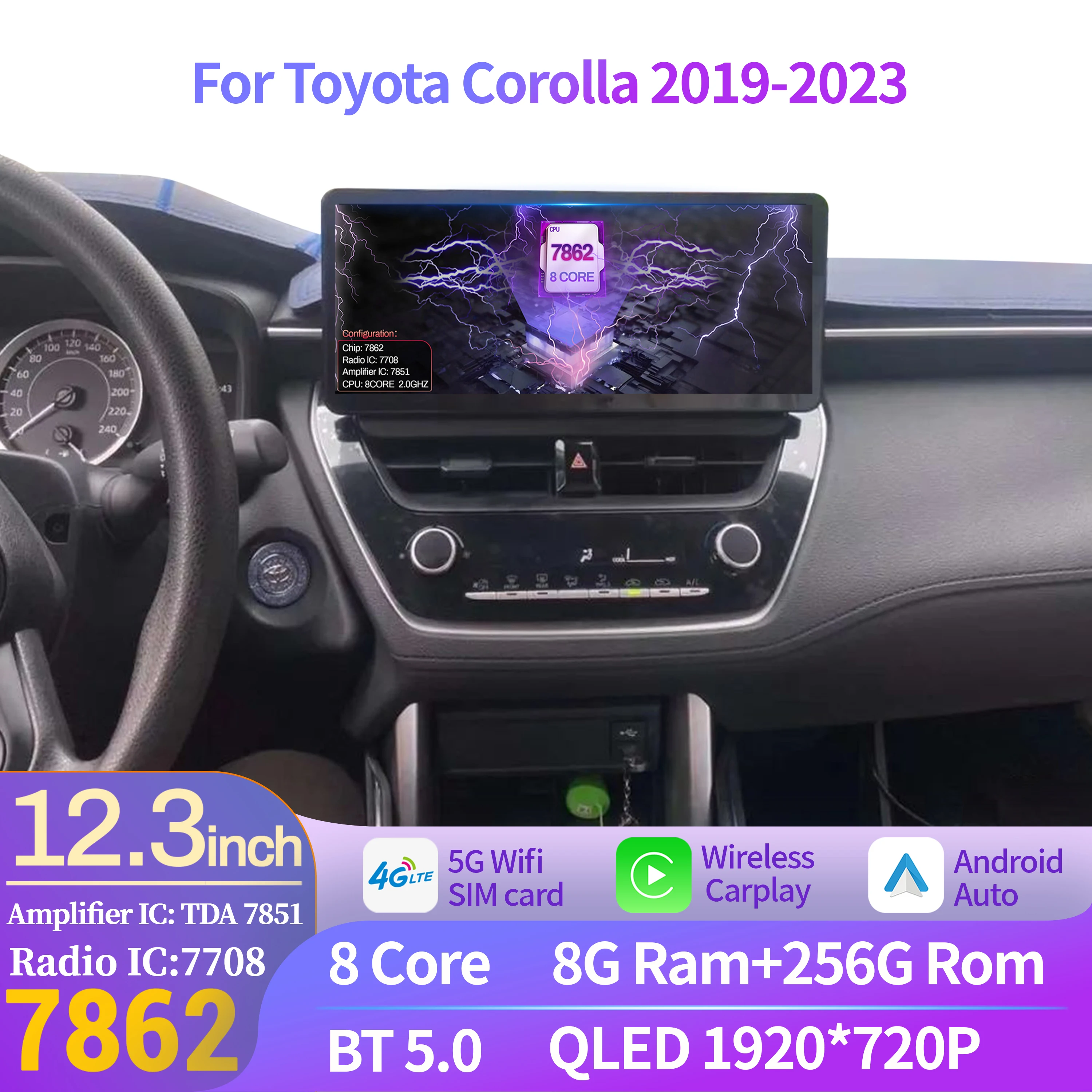 12.3 inch Car Radio Multimedia For Toyota Corolla 2019-2023 Android 14 Wireless Bluetooth Carplay 4G GPS Head Unit Screen
12.3 inch Car Radio Multimedia For Toyota Corolla 2019-2023 Android 14 Wireless Bluetooth Carplay 4G GPS Head Unit Screen