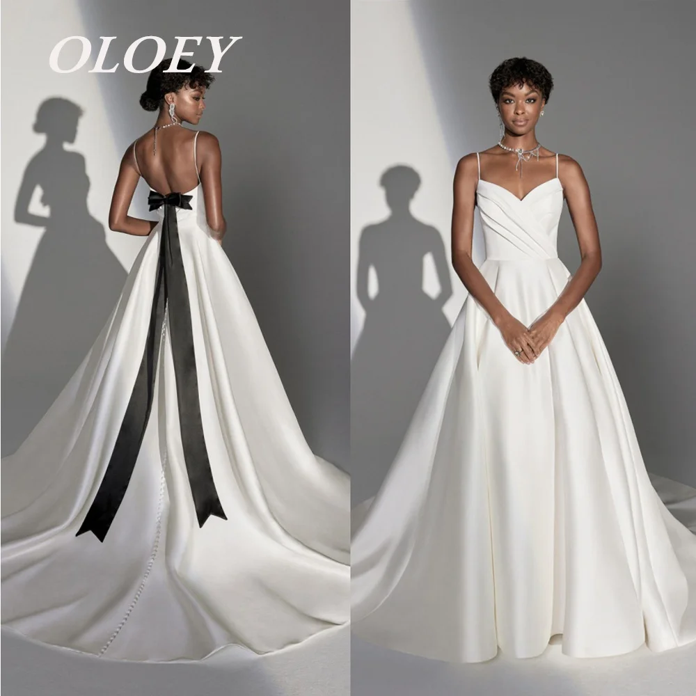OLOEY Elegant Sweetheart A Line Wedding Dresses Pleats Satin Bridal Gowns with Detachable Bow Sweep Train Customized
OLOEY Elegant Sweetheart A Line Wedding Dresses Pleats Satin Bridal Gowns with Detachable Bow Sweep Train Customized