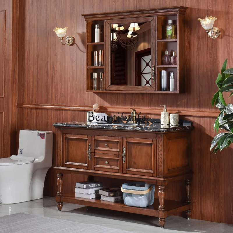 American Bathroom Floor-Standing Washstand Bathroom Solid Wood Marble Face Washing Wash Basin Cabinet
American Bathroom Floor-Standing Washstand Bathroom Solid Wood Marble Face Washing Wash Basin Cabinet