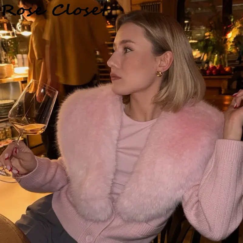 Women Pink Fur Collar Knitted Cardigan Fashion Single Breasted Full Sleeve Cropped Sweaters Lady New Daily Sweet Spring Knitwear
Women Pink Fur Collar Knitted Cardigan Fashion Single Breasted Full Sleeve Cropped Sweaters Lady New Daily Sweet Spring Knitwear