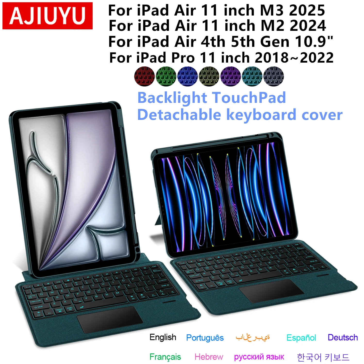 Клавиатура AJIUYU Magic Keyboard для iPad Air 11 дюймов M3 2025 M2, чехол для iPad Air 4-го, 5-го, 6-го поколения, Pro 11 дюймов, клавиатура с подсветкой, чехол-книжка
Клавиатура AJIUYU Magic Keyboard для iPad Air 11 дюймов M3 2025 M2, чехол для iPad Air 4-го, 5-го, 6-го поколения, Pro 11 дюймов, клавиатура с подсветкой, чехол-книжка
