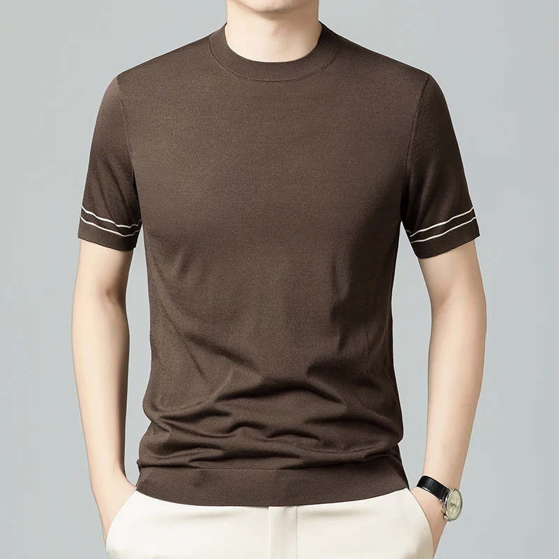 Luxury Men's T-Shirt 2025 Summer Thin Short Sleeve Lyocell Blended Cool Soft Knitted Sweater Breathable Top
Luxury Men's T-Shirt 2025 Summer Thin Short Sleeve Lyocell Blended Cool Soft Knitted Sweater Breathable Top