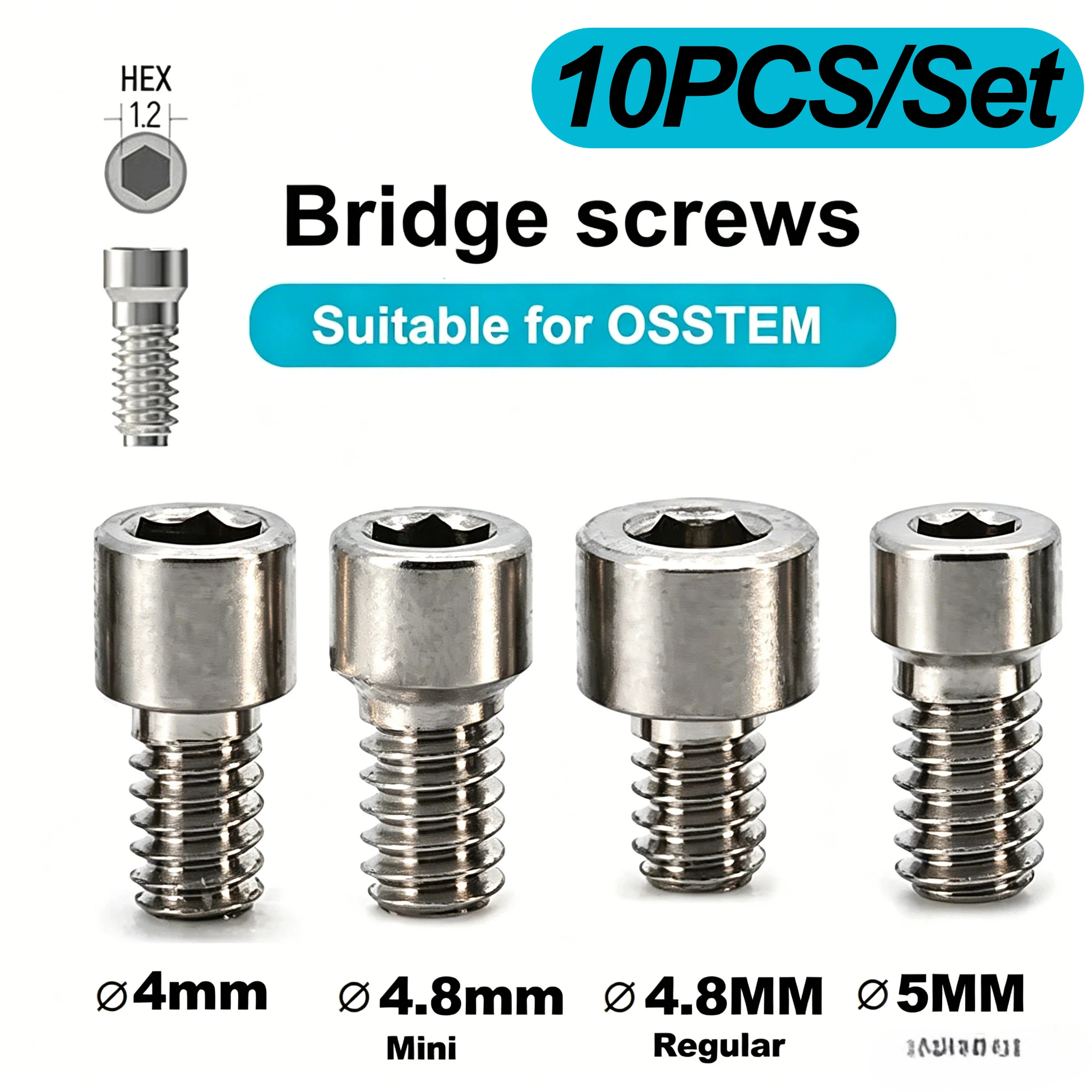 10Pcs Titanium Dental Healing Accessories Bridge Screws for Osstem Abutment Regular Implant Composite Different Diameters Screw
10Pcs Titanium Dental Healing Accessories Bridge Screws for Osstem Abutment Regular Implant Composite Different Diameters Screw
