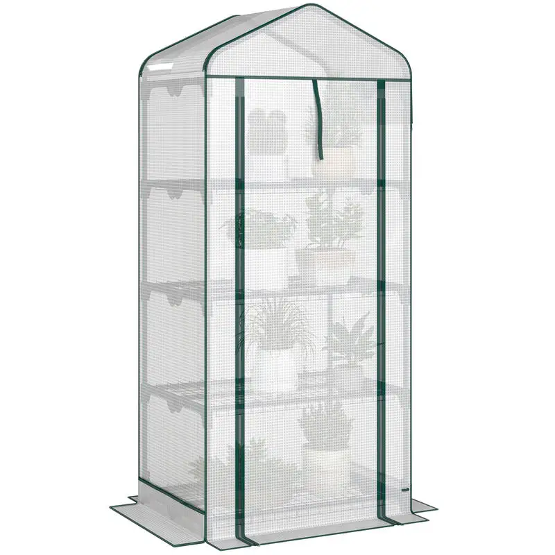Outsunny Mini Greenhouse with Screen Roof, 4 Tier Portable Small Greenhouse with High Strength PE Cover, White
Outsunny Mini Greenhouse with Screen Roof, 4 Tier Portable Small Greenhouse with High Strength PE Cover, White