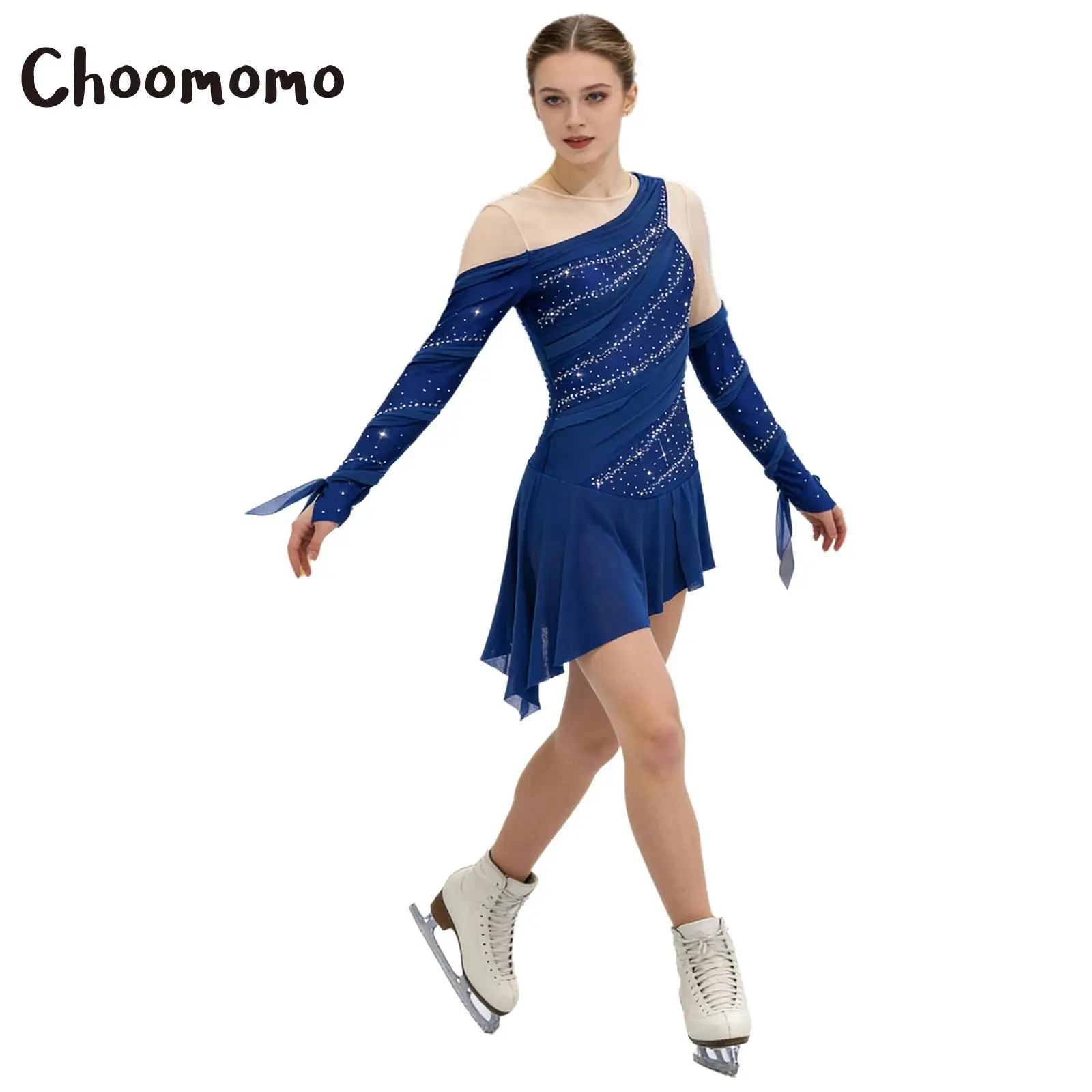 Women Figure Ice Skating Dress Backless Irregular Mesh Rhinestones Contemporary Costume Gymnastics Ballet Latin Leotard Dress
Women Figure Ice Skating Dress Backless Irregular Mesh Rhinestones Contemporary Costume Gymnastics Ballet Latin Leotard Dress