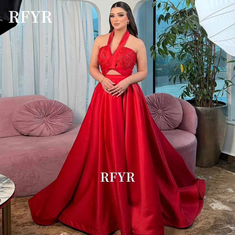 RFYR Red Prom Dress Halter Evening Party Dress with Lace Women Gala Dress with Pleats for Princess فساتين مناسبة رسمية
RFYR Red Prom Dress Halter Evening Party Dress with Lace Women Gala Dress with Pleats for Princess فساتين مناسبة رسمية