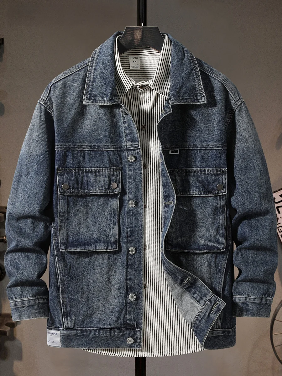 American Sle Loose Fit Retro Motorcycle Jaet for Men Casual Waed Denim Multi ket High End Lightweight Outdoor Coat
American Sle Loose Fit Retro Motorcycle Jaet for Men Casual Waed Denim Multi ket High End Lightweight Outdoor Coat