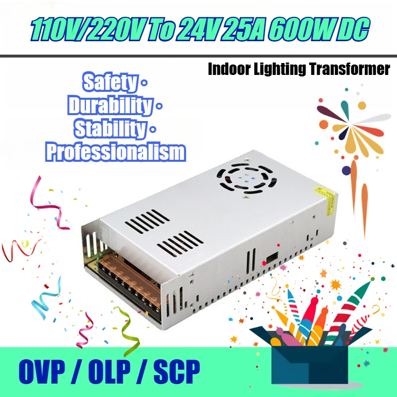 110V/220V To 24V 25A 600W DC LED Switching Power Supply,Surveillance and Lighting Transformer
110V/220V To 24V 25A 600W DC LED Switching Power Supply,Surveillance and Lighting Transformer