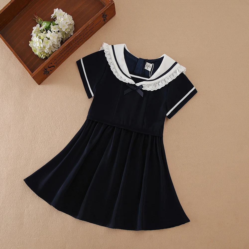 Girls Summer Dress 100% Cotton Navy Blue Clothes for Kids Aged 2-6 Years with White Collar Short Sleeves Children Dresses
Girls Summer Dress 100% Cotton Navy Blue Clothes for Kids Aged 2-6 Years with White Collar Short Sleeves Children Dresses