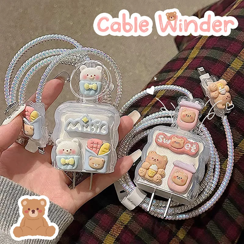Kawaii Cute Cartoon Bread Bear Wave Border Clear USB Protector Cover for IPhone 18/20W Data Line Head Cord Fast Charging Case
Kawaii Cute Cartoon Bread Bear Wave Border Clear USB Protector Cover for IPhone 18/20W Data Line Head Cord Fast Charging Case