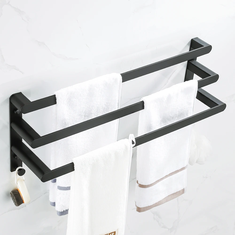 Black Three-Layer Bathroom Towel Rack Wall Mounted Kitchen Towel Storage Shelf With 3 Rails Shower Bath Towel Hanger Holder 50cm
Black Three-Layer Bathroom Towel Rack Wall Mounted Kitchen Towel Storage Shelf With 3 Rails Shower Bath Towel Hanger Holder 50cm