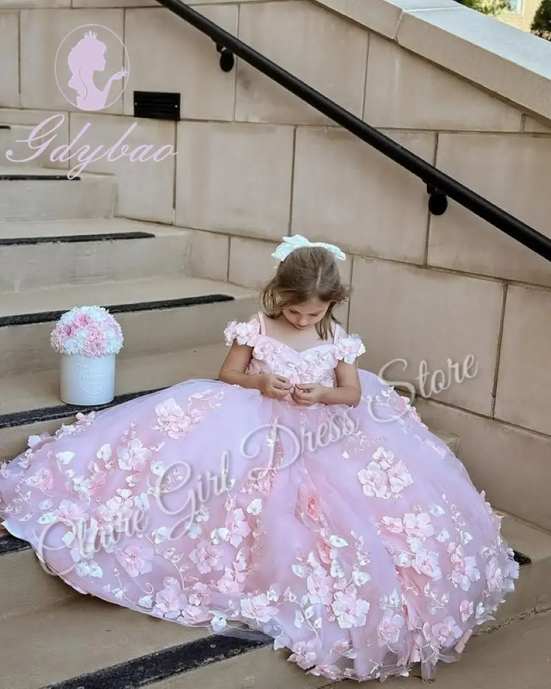 Customized Pink Flower Girl Dresses For Wedding Pearls Appliques 3D Flower Kids Birthday Party First Communion Concert Gown
Customized Pink Flower Girl Dresses For Wedding Pearls Appliques 3D Flower Kids Birthday Party First Communion Concert Gown