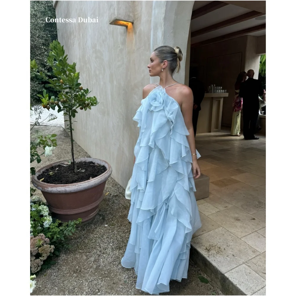 Sansa Dubai Blue 3D Flowers Tiered Ruffle Prom Dresses Spaghetti Strap Customized فساتين سهرات Floor-Length robes de soirée
Sansa Dubai Blue 3D Flowers Tiered Ruffle Prom Dresses Spaghetti Strap Customized فساتين سهرات Floor-Length robes de soirée