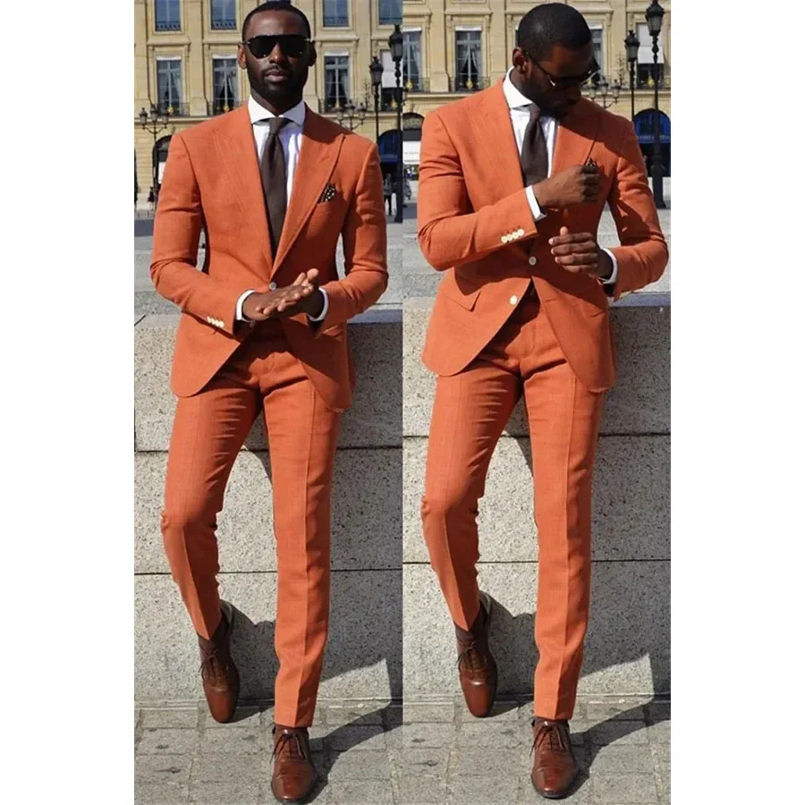 Punk Orange Skinny Men's Suits Slim Fit Two Button Peak Lapel Single Breasted Casual Costume Leisure Blazer 2 Piece Jacket Pants
Punk Orange Skinny Men's Suits Slim Fit Two Button Peak Lapel Single Breasted Casual Costume Leisure Blazer 2 Piece Jacket Pants