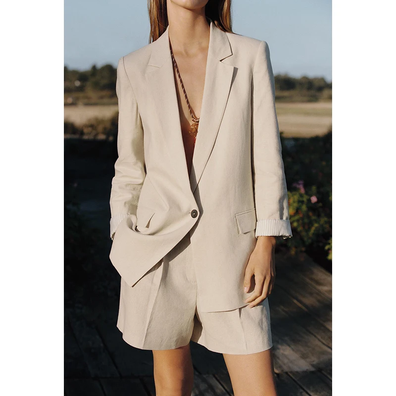 New Spring Women's Printed Cuff Linen Blend Casual Suit Jaet Comfortable Loose Fit Long Sve One Button Closure Color
New Spring Women's Printed Cuff Linen Blend Casual Suit Jaet Comfortable Loose Fit Long Sve One Button Closure Color