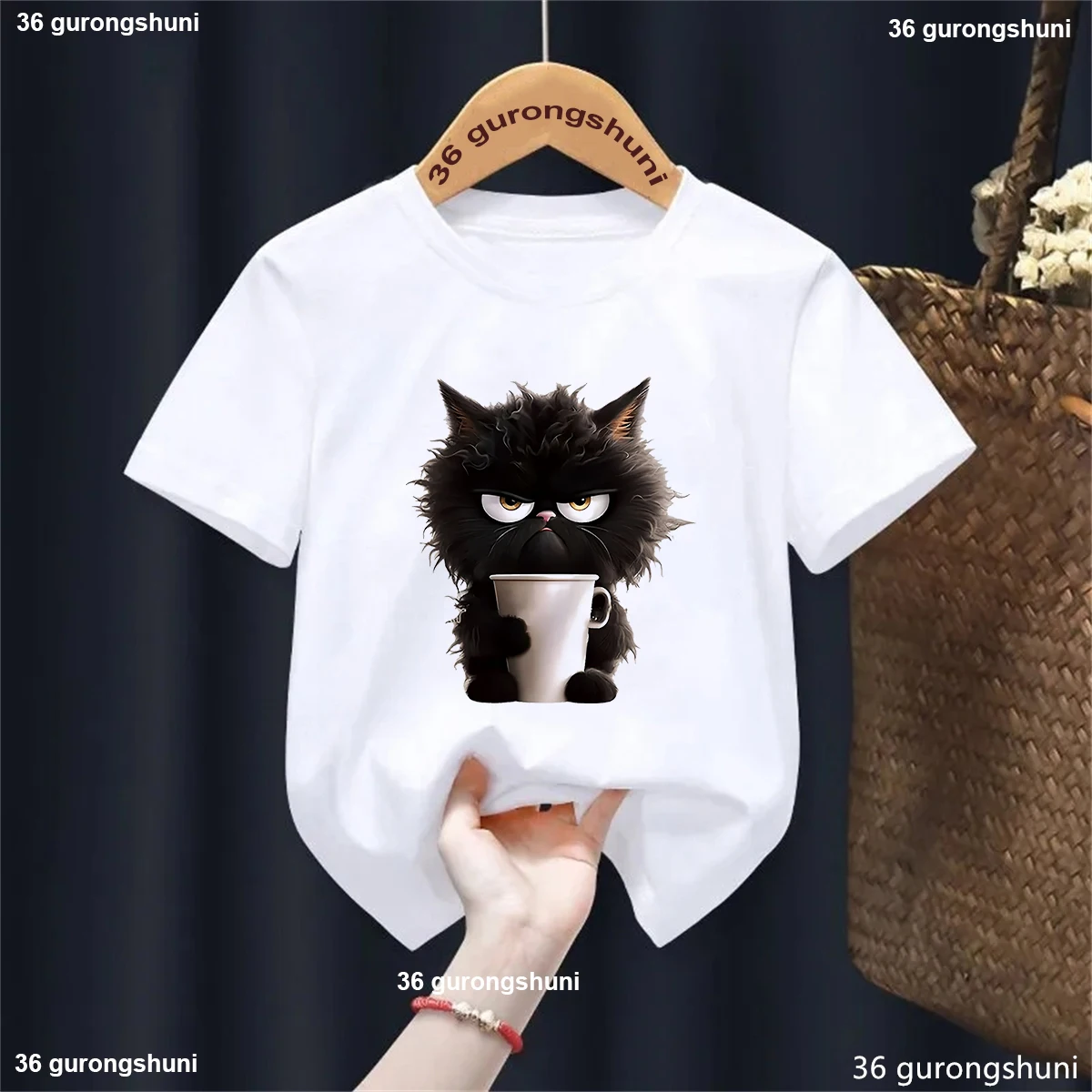 Black Cat Loves Coffee Animal Printed T Shirt Girls/Boys Kawaii Funny Kids Clothes Summer Short Sleeve White/Pink/Blue Tshirt
Black Cat Loves Coffee Animal Printed T Shirt Girls/Boys Kawaii Funny Kids Clothes Summer Short Sleeve White/Pink/Blue Tshirt