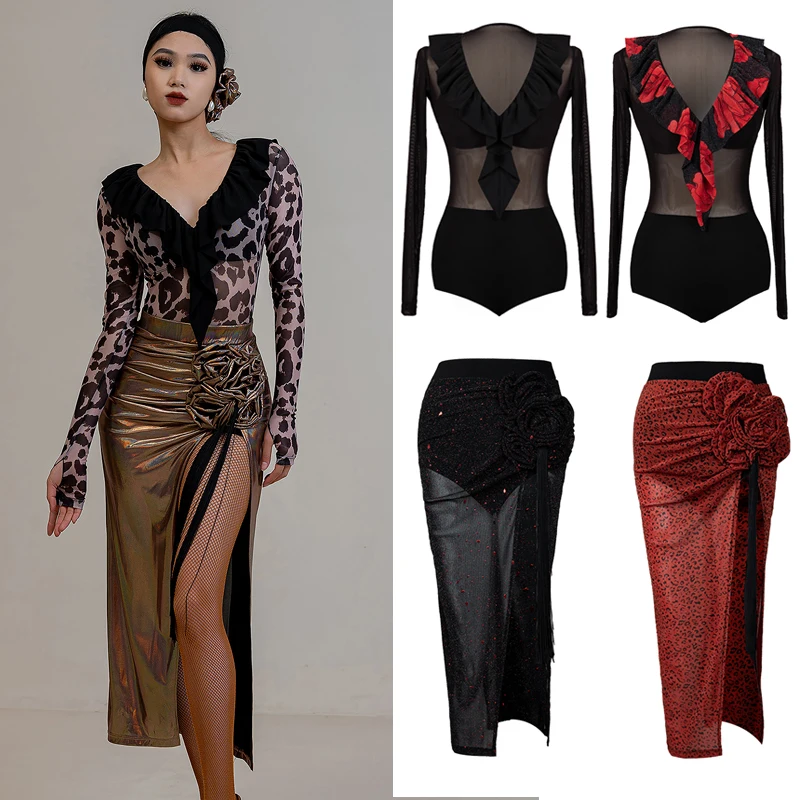 Adults Latin Dance Clothes Long Sleeves Latin Top Split Flower Tassles Skirt Women Samba Chacha Latin Dance Costumes DWY8867
Adults Latin Dance Clothes Long Sleeves Latin Top Split Flower Tassles Skirt Women Samba Chacha Latin Dance Costumes DWY8867