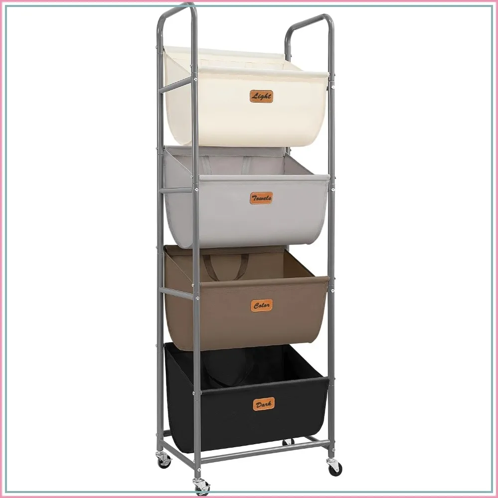 4-Section Rolling Laundry Hamper with Wheels & Brakes, 160L Vertical Laundry Sorter for Small Spaces, Dorm, Closet, Multicolored
4-Section Rolling Laundry Hamper with Wheels & Brakes, 160L Vertical Laundry Sorter for Small Spaces, Dorm, Closet, Multicolored