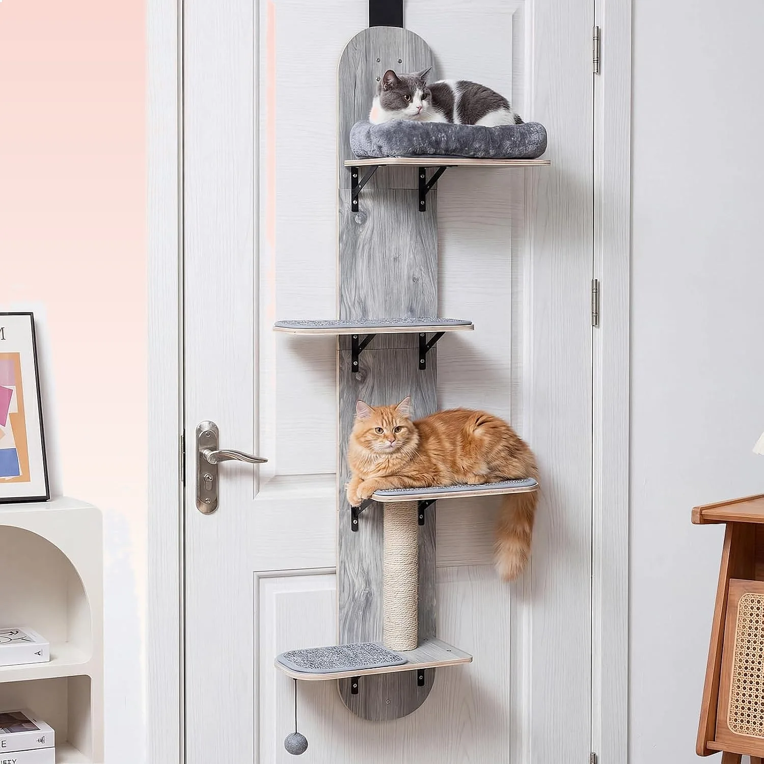 PETSITE Height Adjustable Door Mounted Cat Tree with Scratching Post, Plush Bed, Grey
PETSITE Height Adjustable Door Mounted Cat Tree with Scratching Post, Plush Bed, Grey