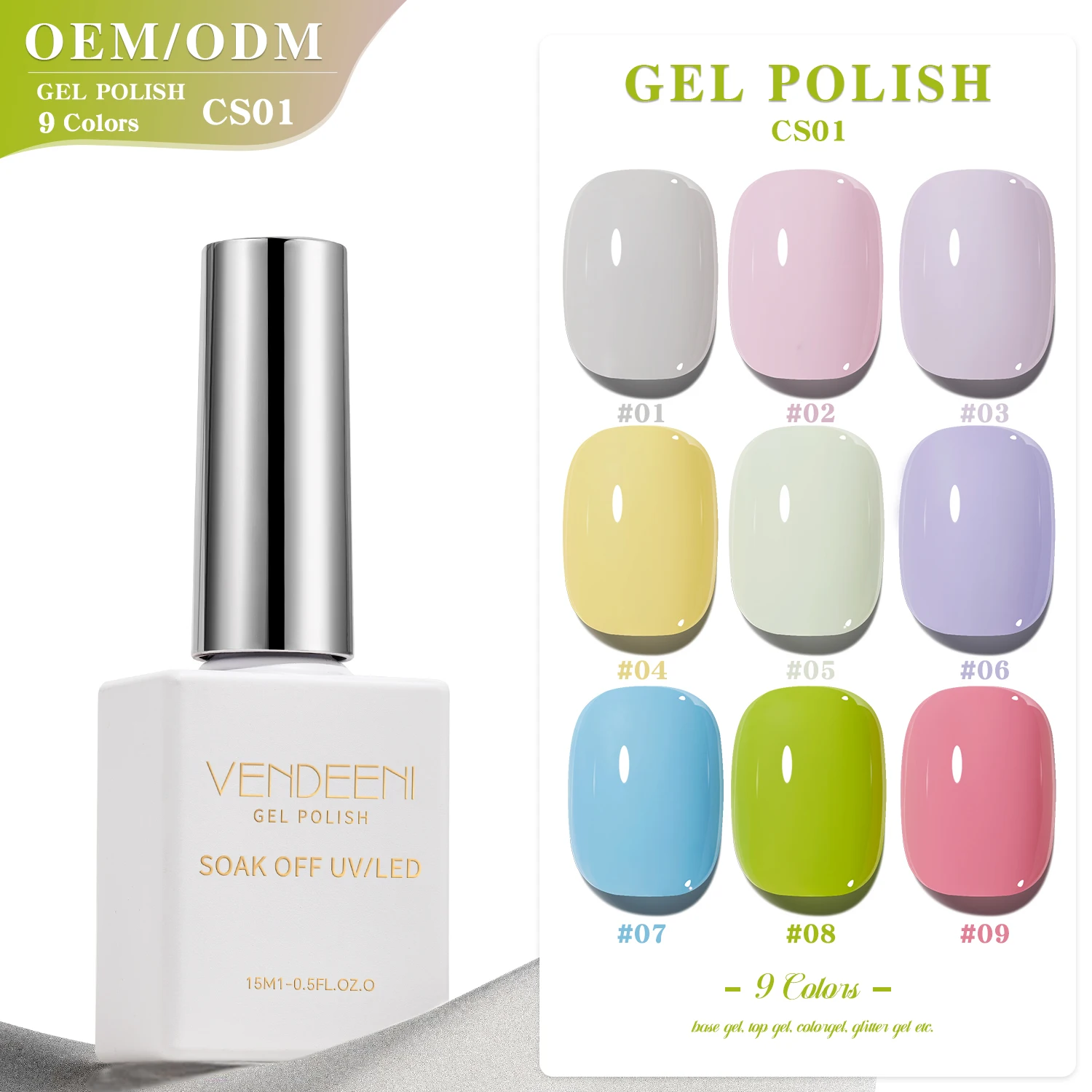 Vendeeni уникальный дизайн, 9 цветов, коллекция пастельных гель-лаков для ногтей и бутылка 15 мл, набор гель-лаков для ногтей, профессиональный поставщик ногтей
Vendeeni уникальный дизайн, 9 цветов, коллекция пастельных гель-лаков для ногтей и бутылка 15 мл, набор гель-лаков для ногтей, профессиональный поставщик ногтей