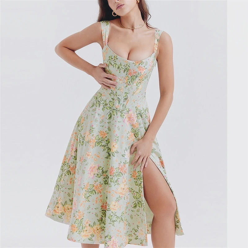 Women's Clothing 2025 Spring and Summer European and American Suspender Sexy Split Flower Dress Temperament Looks Thin Sexy 
Women's Clothing 2025 Spring and Summer European and American Suspender Sexy Split Flower Dress Temperament Looks Thin Sexy