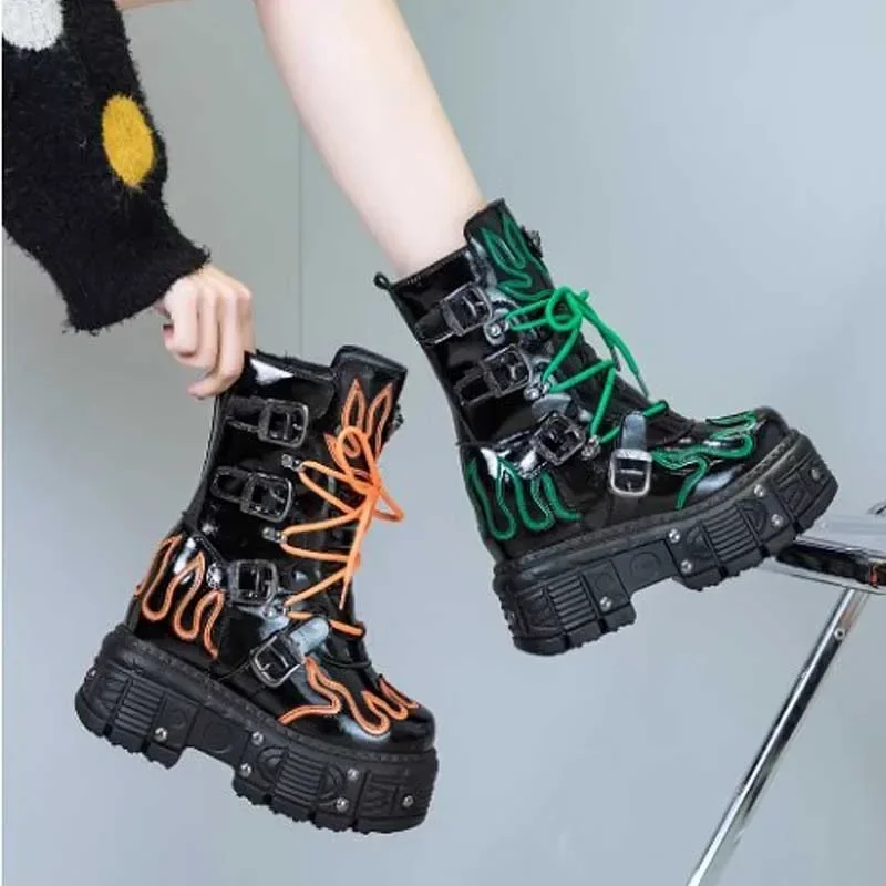 Krasovki 12cm Patent Genuine Leather Motorcycle Boots Women Boots Platform Wedge Ankle Punk Knee High Booties Women Combat Boots
Krasovki 12cm Patent Genuine Leather Motorcycle Boots Women Boots Platform Wedge Ankle Punk Knee High Booties Women Combat Boots
