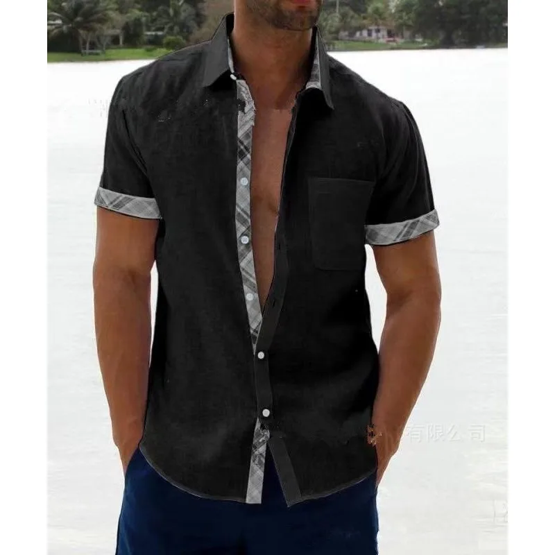 Men's Linen Blend Short Sleeve Button Down Shirt Contrast Plaid Trim Casual Summer Hawaiian Tops With Pocket Multiple Colors
Men's Linen Blend Short Sleeve Button Down Shirt Contrast Plaid Trim Casual Summer Hawaiian Tops With Pocket Multiple Colors