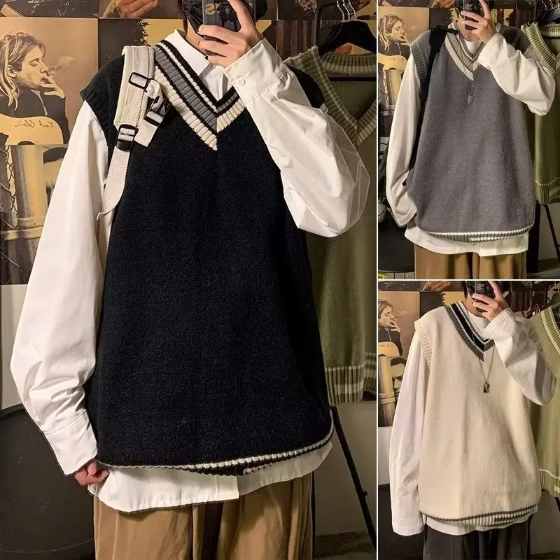 Свободный вязаный свитер-жилет в японском стиле, модный, осенне-зимний, новинка, стильный топ с V-образным вырезом
Свободный вязаный свитер-жилет в японском стиле, модный, осенне-зимний, новинка, стильный топ с V-образным вырезом