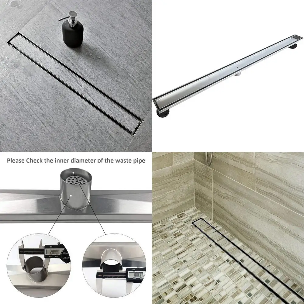 Linear Shower Drain 40-Inch with Tile Insert Grate, Brushed Stainless Steel Rectangle Floor Drain for Modern Bathrooms
Linear Shower Drain 40-Inch with Tile Insert Grate, Brushed Stainless Steel Rectangle Floor Drain for Modern Bathrooms