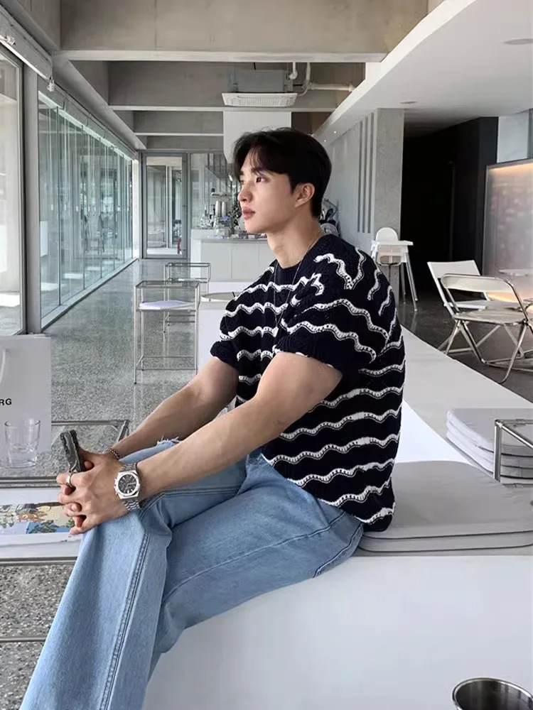 Premium Heavyweight Hollow out round Ne Knitwear Men's Sle Korean INS Color Blo Striped Wave ort Sve Top
Premium Heavyweight Hollow out round Ne Knitwear Men's Sle Korean INS Color Blo Striped Wave ort Sve Top