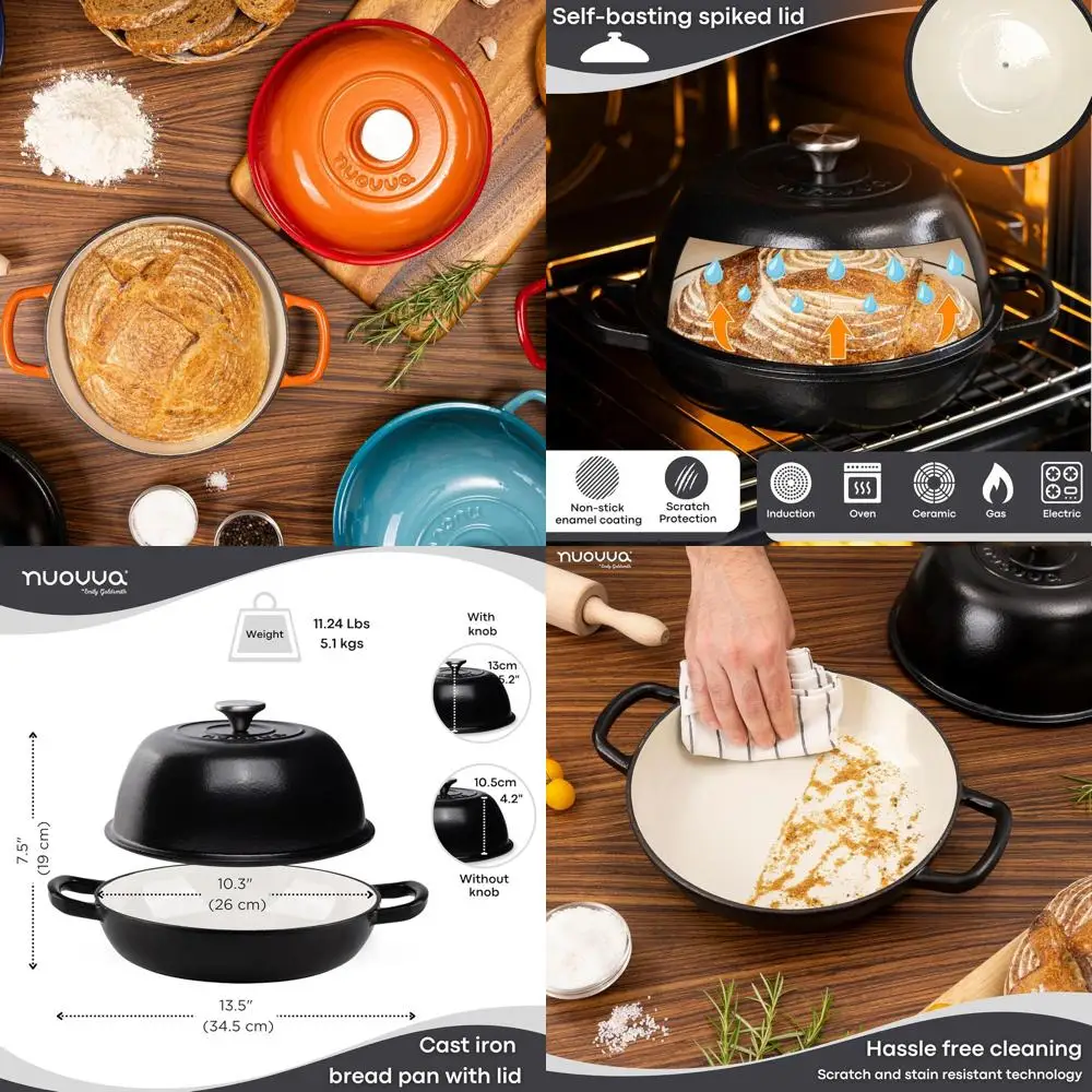 6 литров, 26 см, черная эмалированная чугунная голландская печь для выпечки хлеба на закваске
6 литров, 26 см, черная эмалированная чугунная голландская печь для выпечки хлеба на закваске