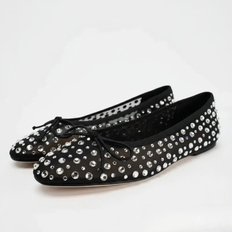 Rhinestone Mesh Round Toe Ballet Flats Women Bowknot Shallow Designer Sandals for Women Comfort Breathable Mary Jane Shoes Women
Rhinestone Mesh Round Toe Ballet Flats Women Bowknot Shallow Designer Sandals for Women Comfort Breathable Mary Jane Shoes Women