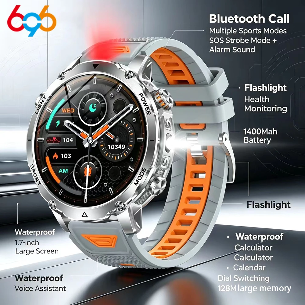 SOS Heart Rate BT Call Sports Bracelet Military Smart Watch Men Outdoor Flashlight Health Smartwatch Waterproof 1400mAh Battery
SOS Heart Rate BT Call Sports Bracelet Military Smart Watch Men Outdoor Flashlight Health Smartwatch Waterproof 1400mAh Battery