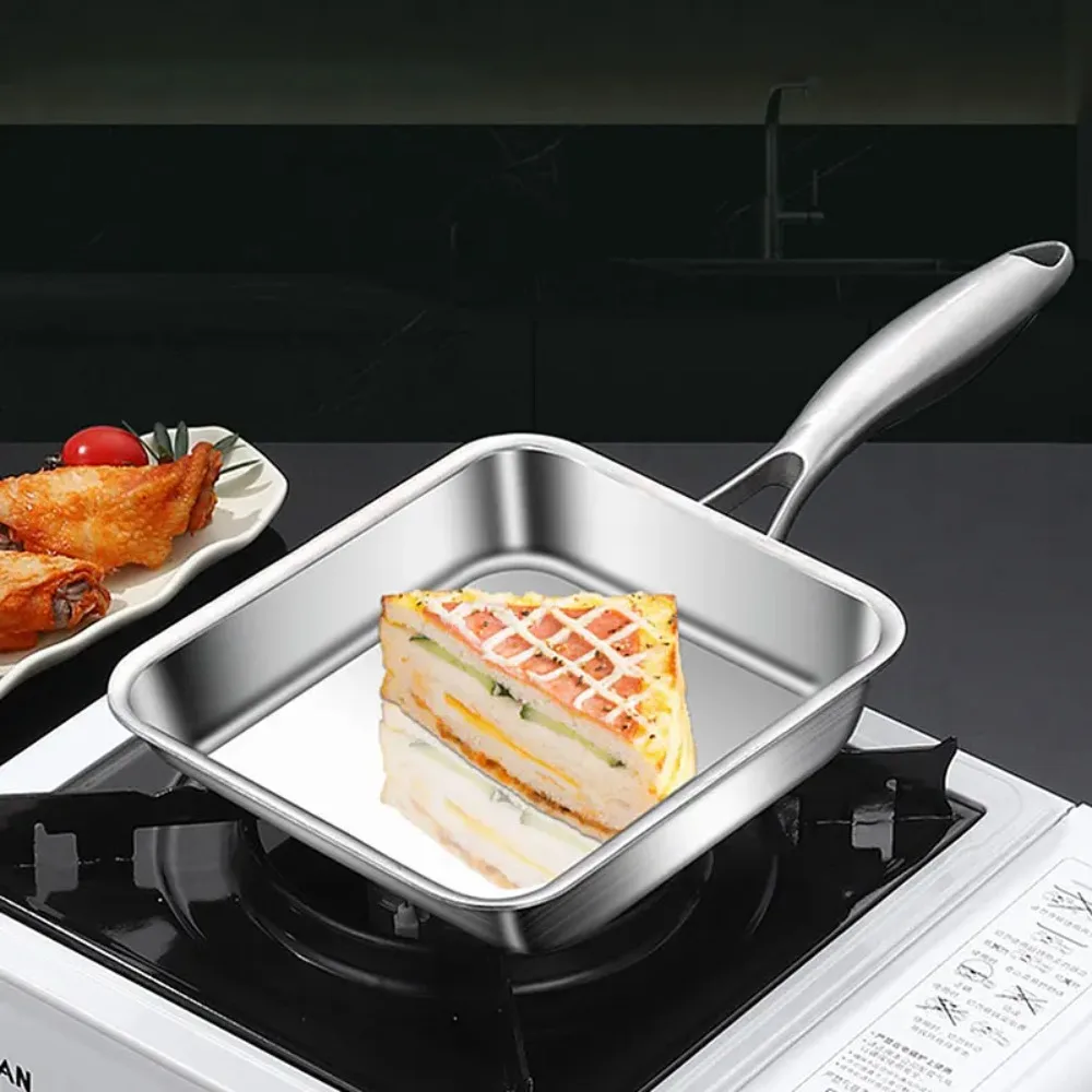 Stainless Steel Tamagoyaki Pan Rectangular No Coating Egg Frying Pan Corrosion-resistant Flat-bottomed Japanese Omelette Pan
Stainless Steel Tamagoyaki Pan Rectangular No Coating Egg Frying Pan Corrosion-resistant Flat-bottomed Japanese Omelette Pan