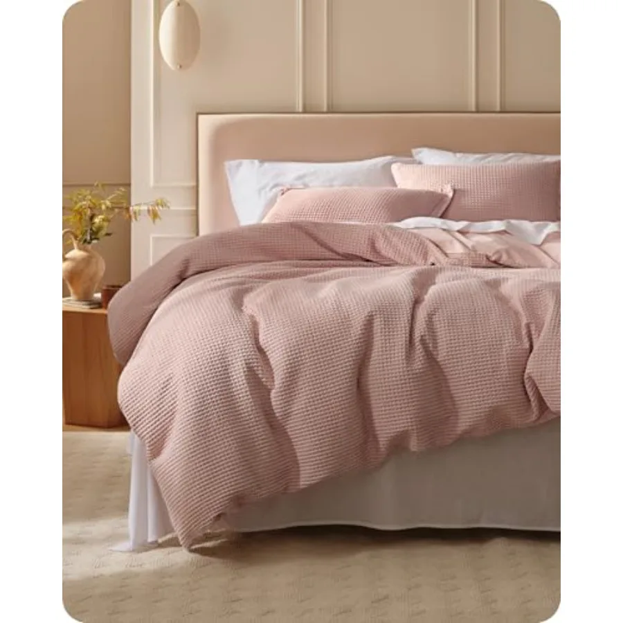 Queen Size 100 Cotton Waffle Weave Pink Duvet Cover Set GentleSoft Breathable All Season Bedding 3 Pieces 90x90 inches
Queen Size 100 Cotton Waffle Weave Pink Duvet Cover Set GentleSoft Breathable All Season Bedding 3 Pieces 90x90 inches