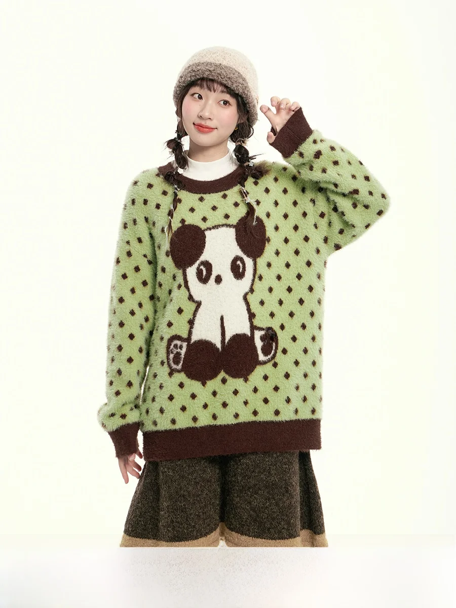 Вязаный свитер Sweet Sle Long Sve с вышивкой в виде панды и точек, мягкий, из полиэфирного волокна, с рукавами-тетокбокки.
Вязаный свитер Sweet Sle Long Sve с вышивкой в виде панды и точек, мягкий, из полиэфирного волокна, с рукавами-тетокбокки.