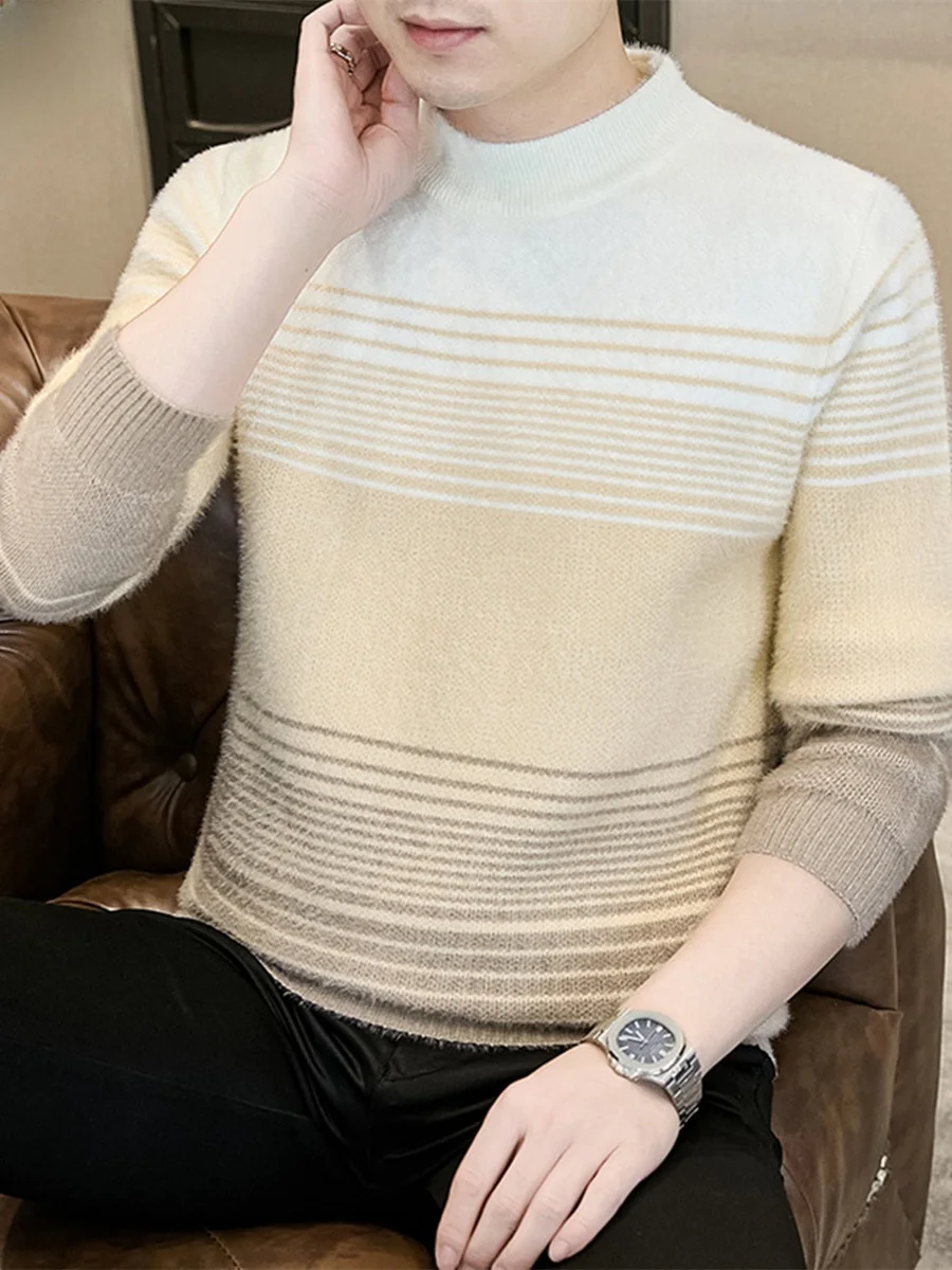 Мужской вязаный свитер с высоким воротником, приталенный, повседневный, молодежный, зимний, новый, мягкий, из полиэфирного волокна, с длинными рукавами
Мужской вязаный свитер с высоким воротником, приталенный, повседневный, молодежный, зимний, новый, мягкий, из полиэфирного волокна, с длинными рукавами