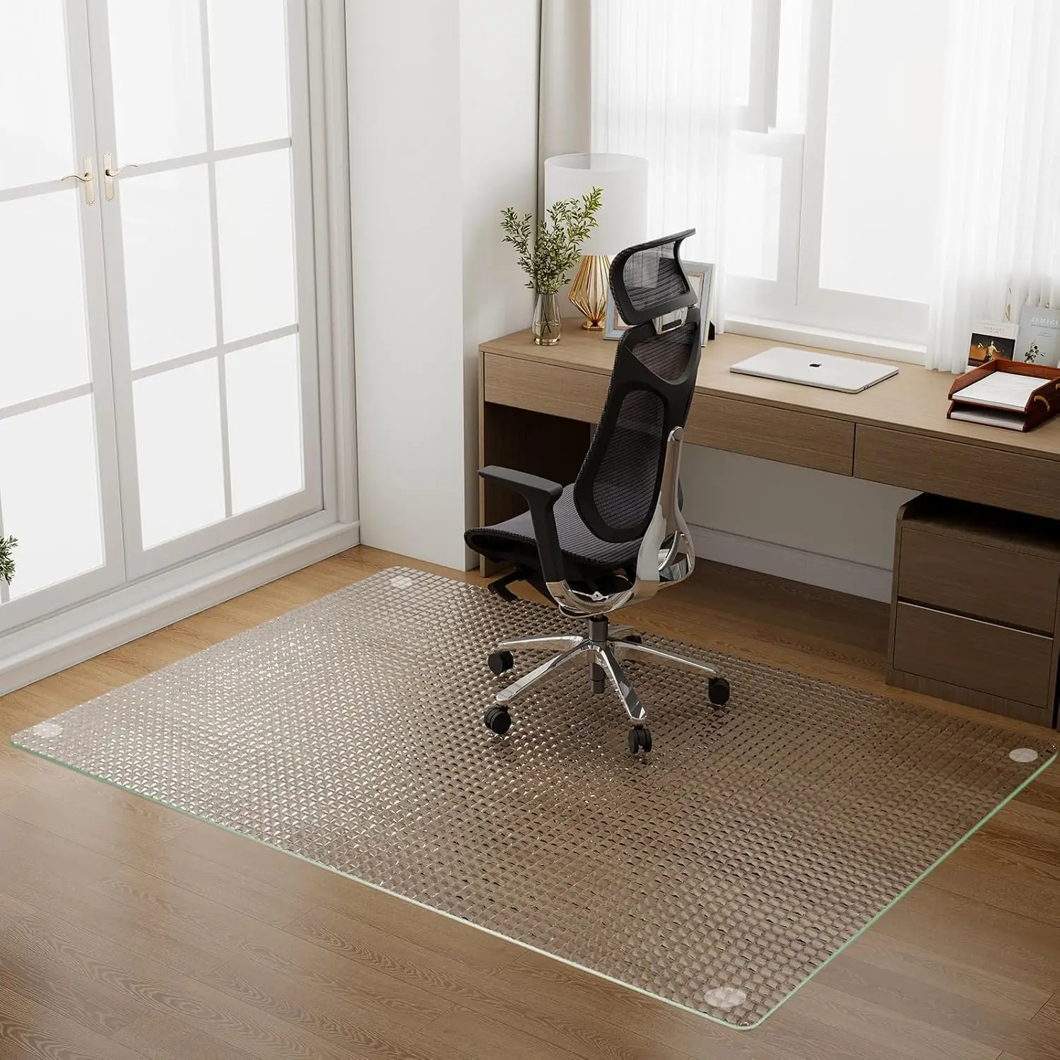 Checkered Tempered Glass Chair Mat for Hardwood & Carpet, 46x55 inch
Checkered Tempered Glass Chair Mat for Hardwood & Carpet, 46x55 inch