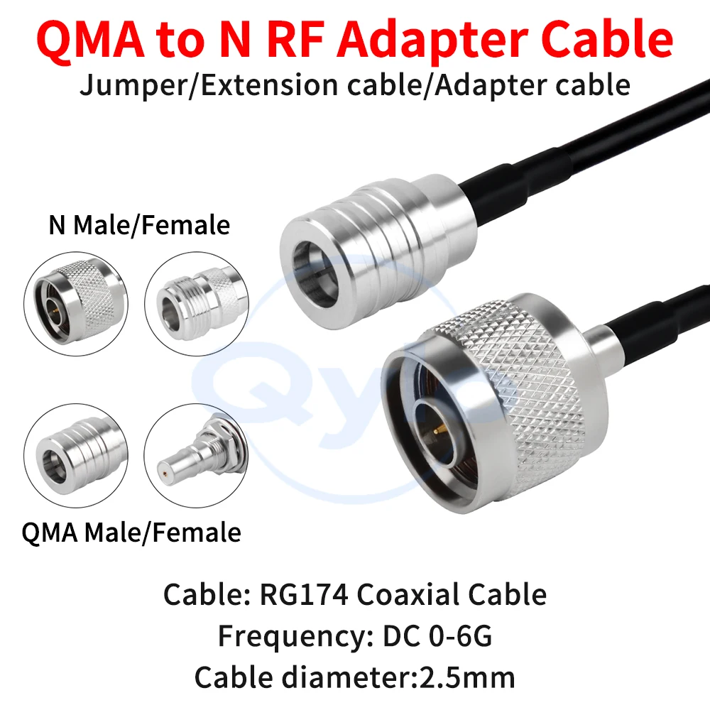 QMA to N-type RF Adapter Cable Extension Lead Male/Female Angled Connectors RG174 Coaxial Cable 0-6GHz QMA to N-type Cable 1 pcs
QMA to N-type RF Adapter Cable Extension Lead Male/Female Angled Connectors RG174 Coaxial Cable 0-6GHz QMA to N-type Cable 1 pcs