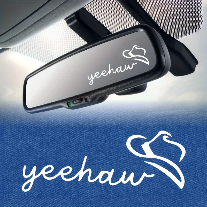 1PCS Black-White "Yeehaw" Cowboy Hat Calligraphy Waterproof Sticker (9CM) for Car Rearview Mirror Laptop Decor
1PCS Black-White "Yeehaw" Cowboy Hat Calligraphy Waterproof Sticker (9CM) for Car Rearview Mirror Laptop Decor