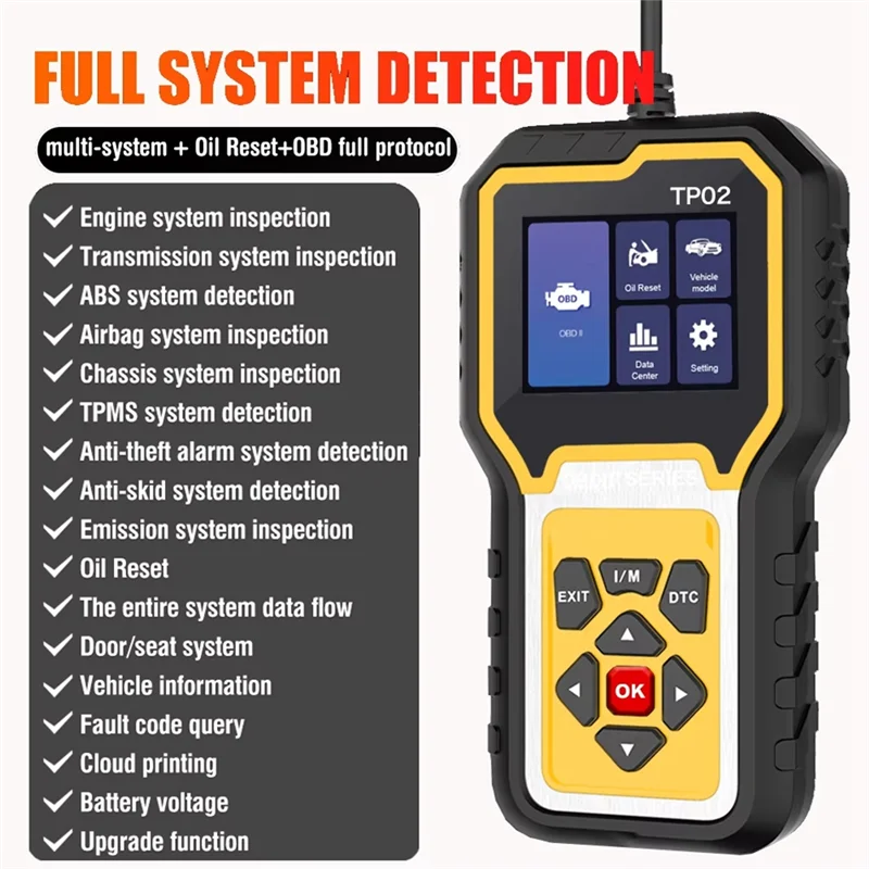 Для MERCEDES BENZ SMART BMW HONDA TOYOTA NISSAN OBD2 Устройство считывания кодов неисправностей TP02 Диагностический сканер двигателя 
Для MERCEDES BENZ SMART BMW HONDA TOYOTA NISSAN OBD2 Устройство считывания кодов неисправностей TP02 Диагностический сканер двигателя