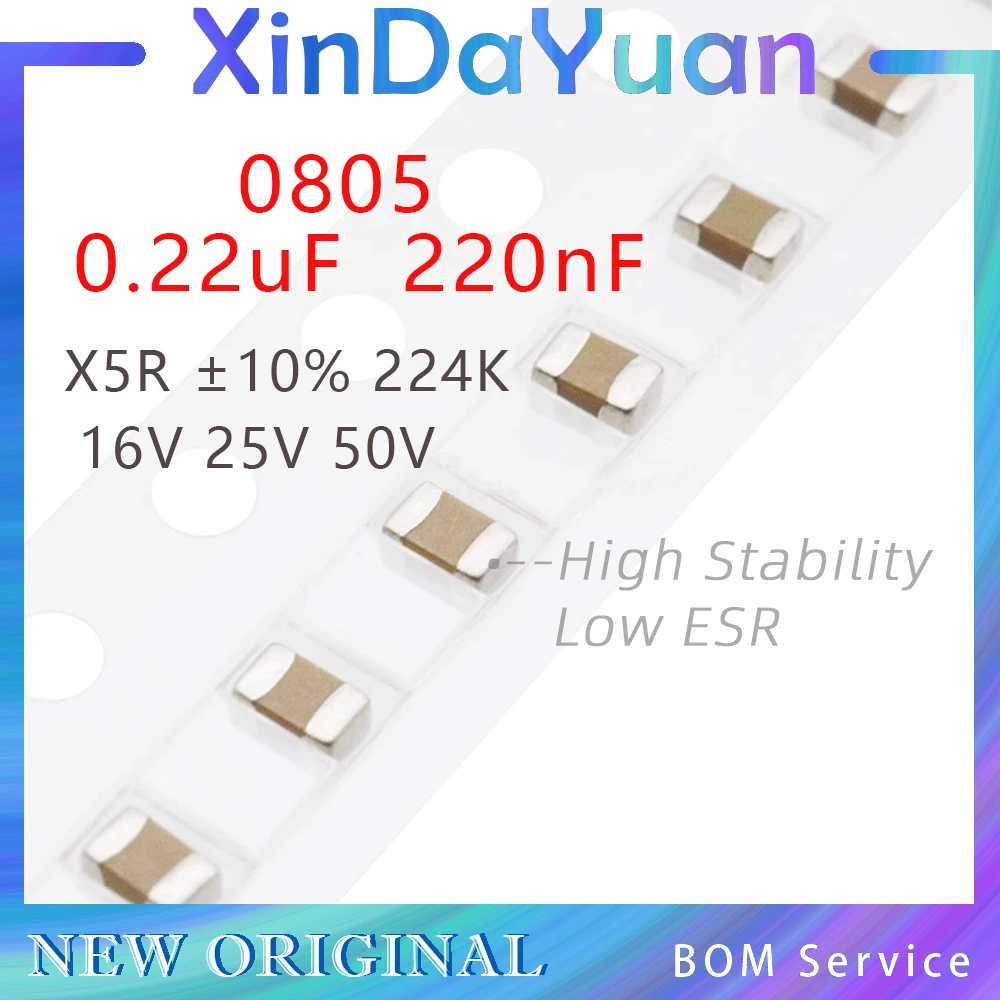 50pcs 0805 0.22uF 220nF 224K 16V 25V 50V ±10% X5R SMD Multi-Layer Ceramic Capacitor MLCC
50pcs 0805 0.22uF 220nF 224K 16V 25V 50V ±10% X5R SMD Multi-Layer Ceramic Capacitor MLCC